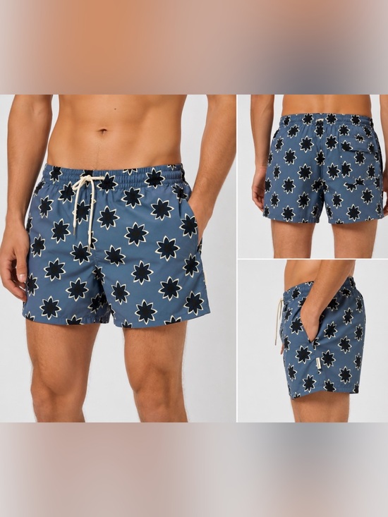 Sandro Paris Other - Sandro Paris Floral Print Swim Trunks Size S Blue Swim Shorts Mesh Lined
